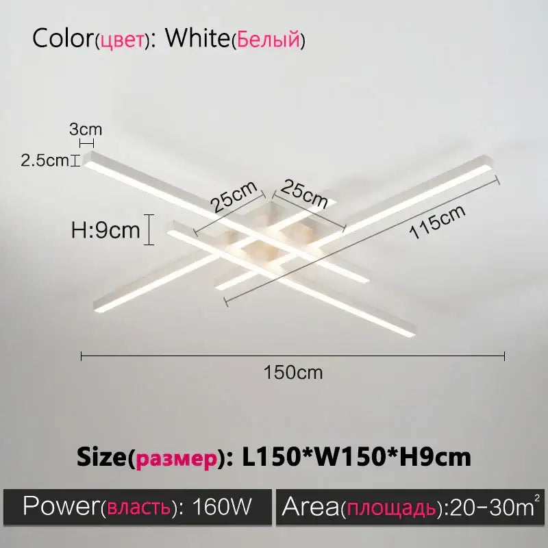 White modern led ceiling lamp with intersecting rectangular bars decorbites black chandelier led for living room decor
