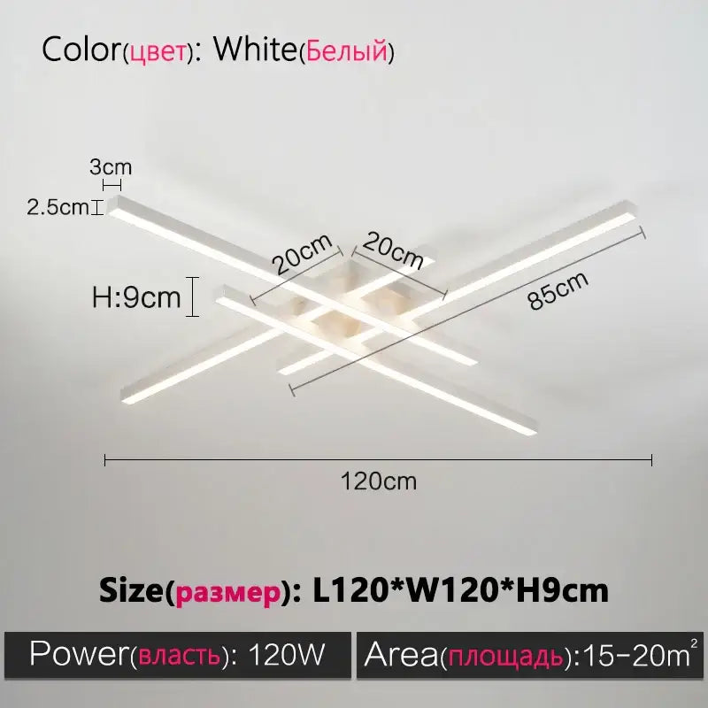 White modern minimalist ceiling lamp with sleek geometric rectangular bars for decorbites black chandelier led living room