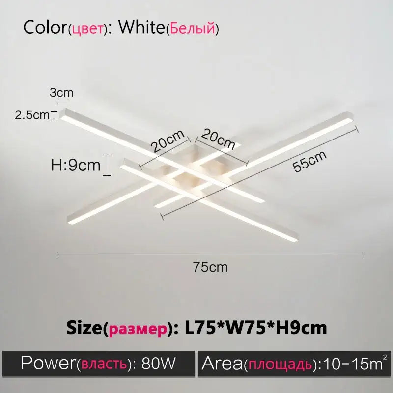 Modern minimalist decorbites black chandelier led ceiling lamp with intersecting rectangular bars for living room decor