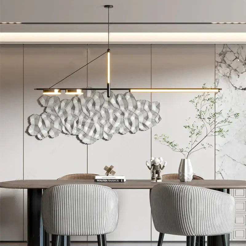 A modern minimalist black chandelier pendant light with geometric metallic design for dining room decorbites black chandelier