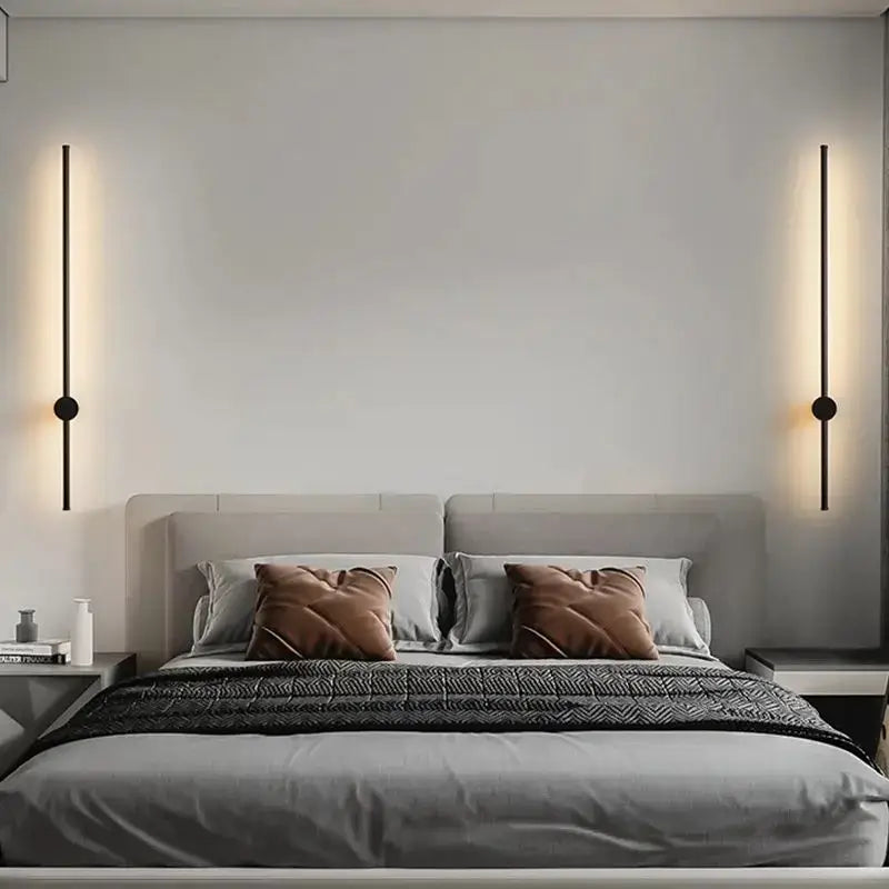 Modern minimalist black metal wall lights with warm circular fixtures for decorbites creative staircase wall use