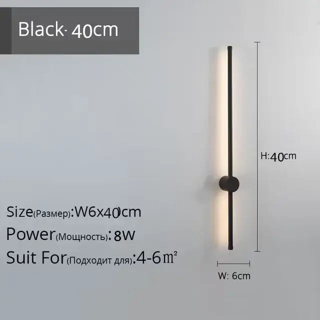 Modern minimalist black 40cm wall lights with sleek vertical design and warm led light for decorbites creative staircase wall