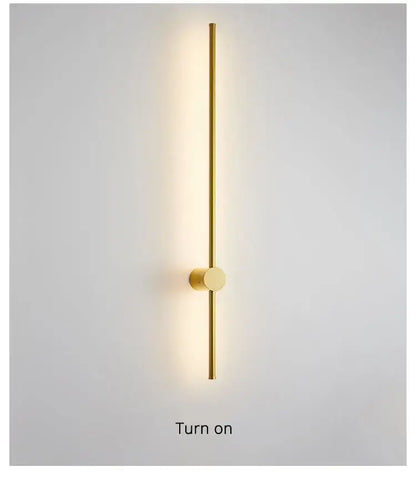 Gold-toned minimalist wall lights with a sleek vertical rod and circular base for decorbites creative staircase wall use