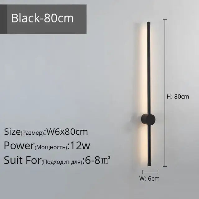 Black 80cm tall modern minimalist wall lights with sleek cylindrical design and warm led light for decorbites creative staircase wall