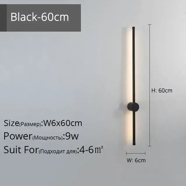 Modern minimalist black 60cm wall lights with sleek vertical bar and circular base for decorbites creative staircase wall decor
