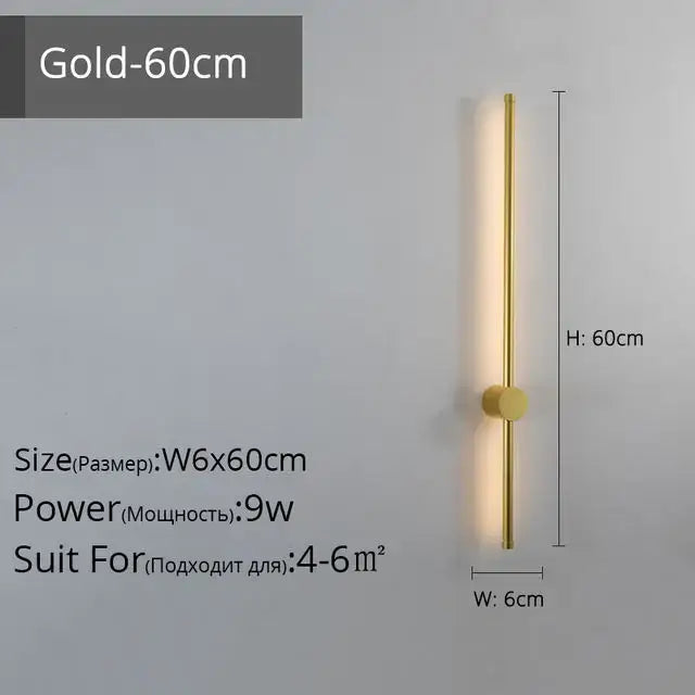 Gold-colored minimalist wall lights with sleek vertical bar and circular base for decorbites creative staircase wall