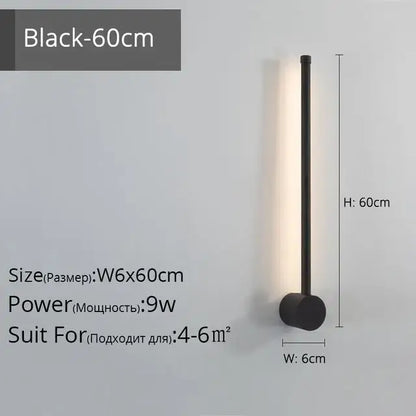 Black 60cm modern minimalist wall light with sleek cylindrical design and warm led light for decorbites creative staircase wall