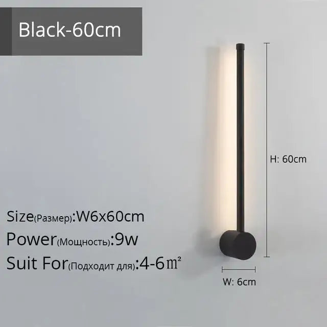 Black 60cm modern minimalist wall light with sleek cylindrical design and warm led light for decorbites creative staircase wall