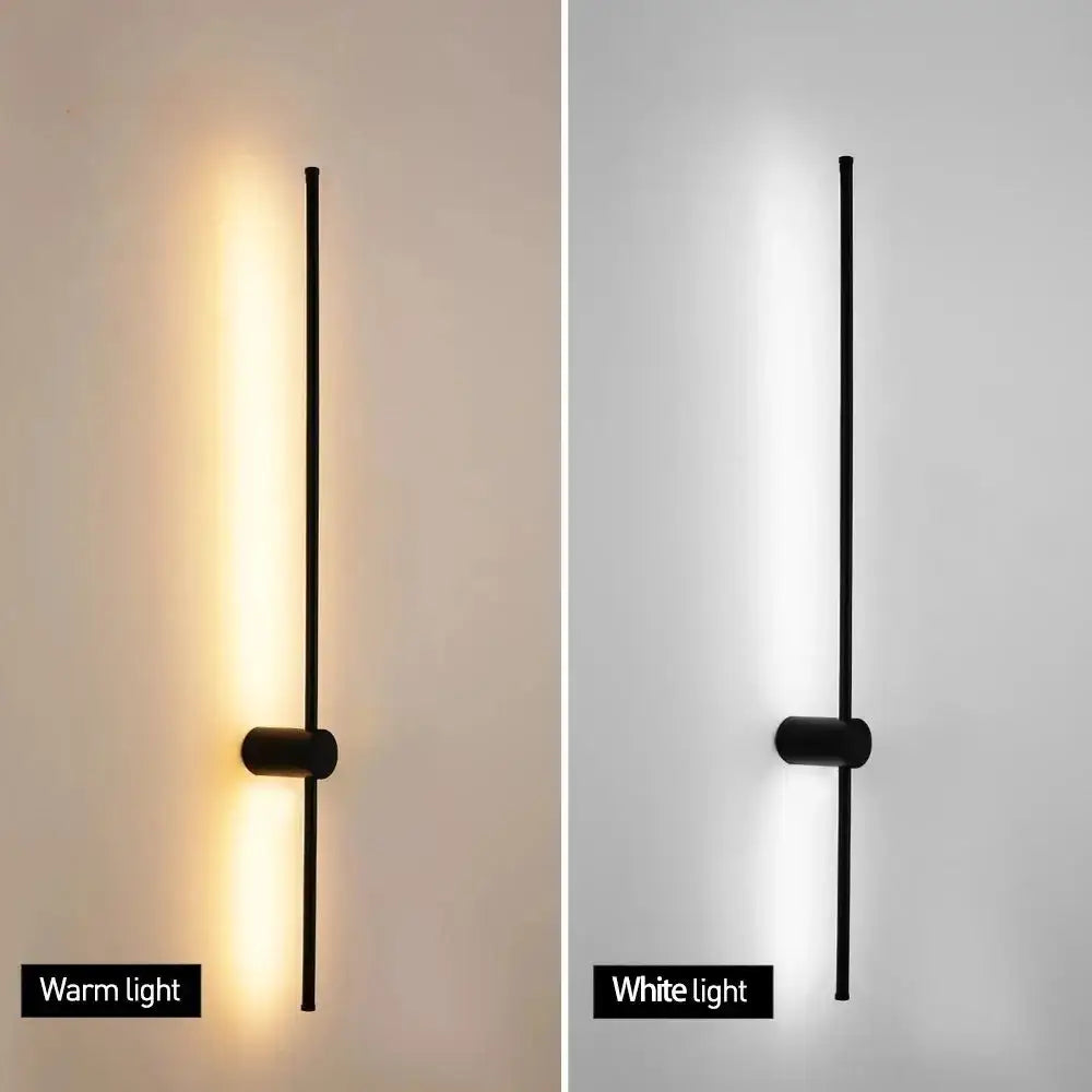 Modern minimalist black wall lights with sleek vertical rod and cylindrical base for decorbites creative staircase wall use