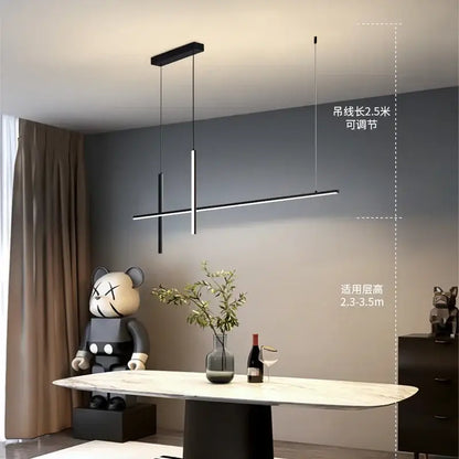 Modern black minimalist dimmable led pendant light with sleek linear design and adjustable hanging length for kitchen decorbites pendant lights