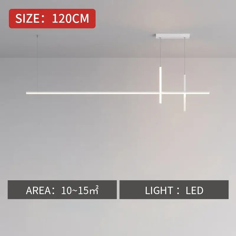 Modern minimalist white decorbites dimmable led pendant light with geometric design 120cm length for kitchen strip lighting