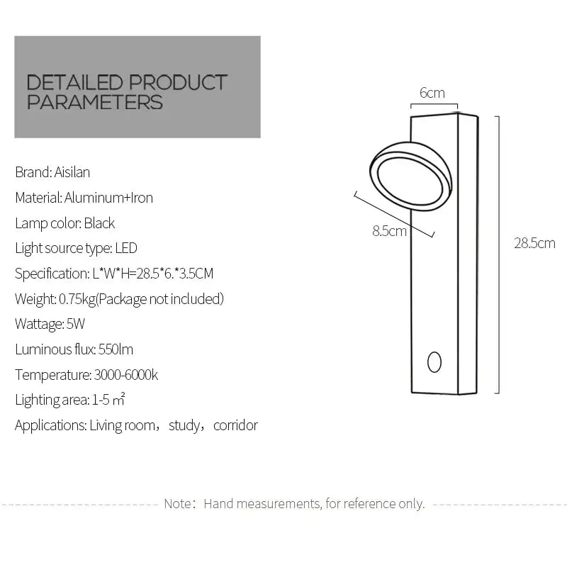 A sleek black dimmable led wall lamp made of aluminum and iron modern minimalist decorbites bedroom sconce