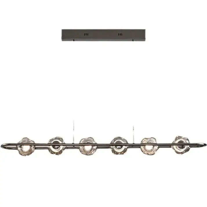 Modern brushed nickel pendant light with six clear faceted glass globes LED chandelier pendant for bedroom use