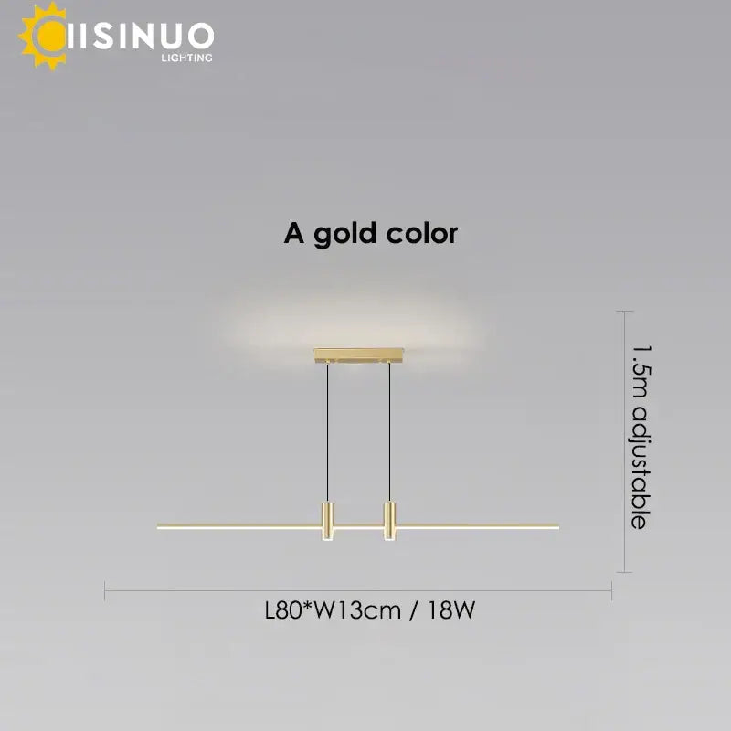 A sleek gold-colored decorbites adjustable led pendant light with minimalist linear design for modern dining room decor