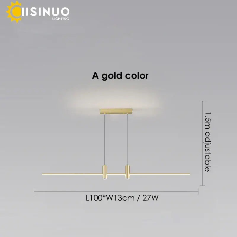 A sleek gold modern pendant light with minimalist bar design and adjustable height from decorbites adjustable led collection