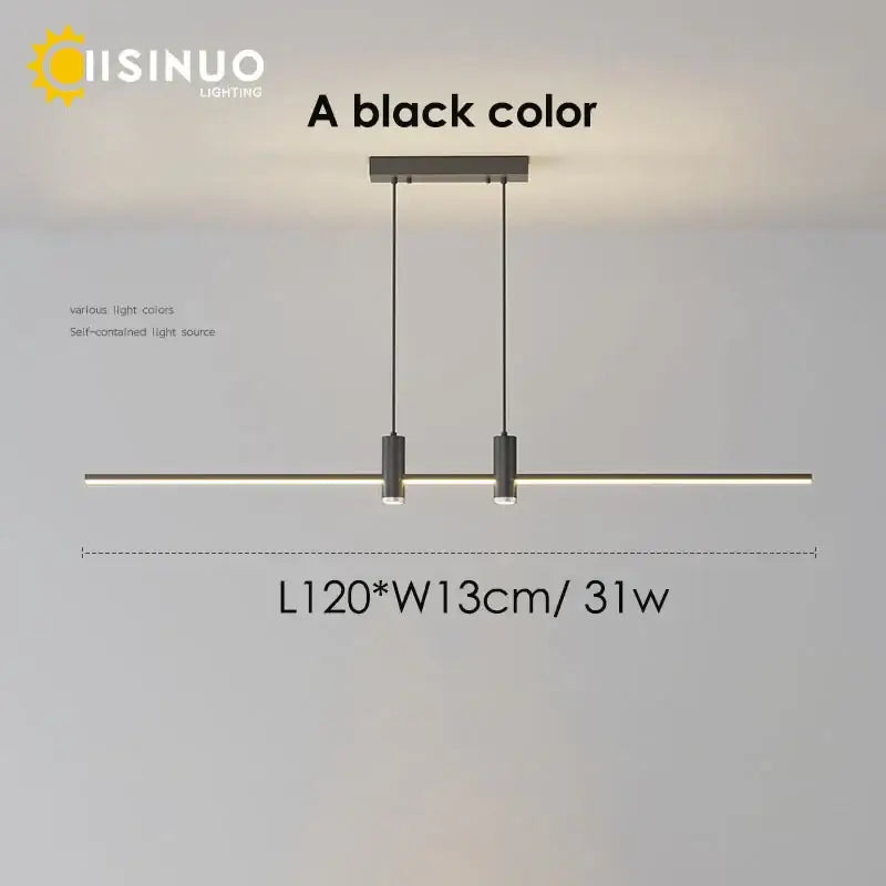Modern minimalist black and gold decorbites adjustable led pendant light with sleek horizontal bar for dining room decor