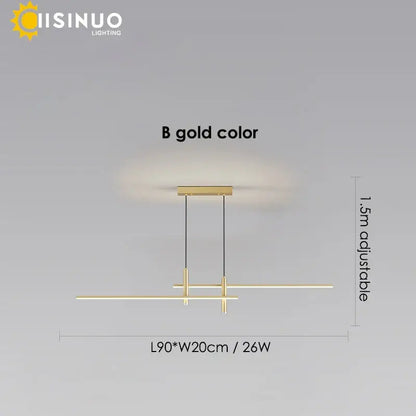 Gold-colored modern pendant light with sleek linear design and decorbites adjustable led for dining room decor