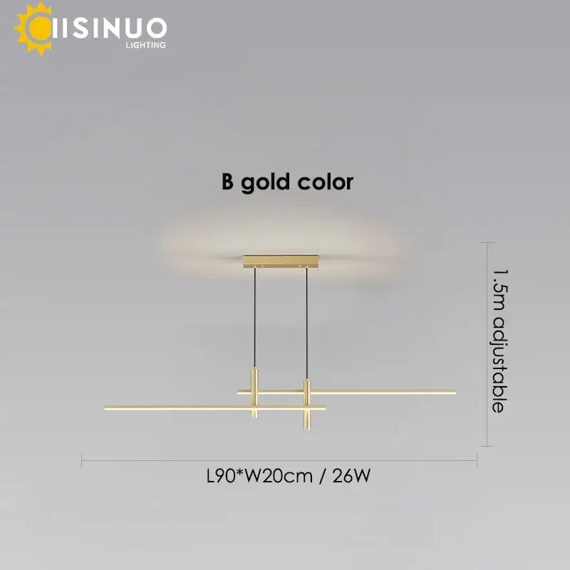 Gold-colored modern pendant light with sleek linear design and decorbites adjustable led for dining room decor