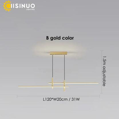 Gold-colored modern pendant light with sleek linear design and adjustable length decorbites adjustable led pendant