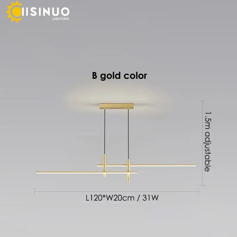 Gold-colored modern pendant light with sleek linear design and adjustable length decorbites adjustable led pendant