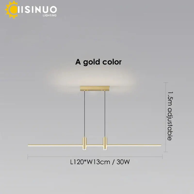 A sleek gold modern minimalist black and gold decorbites adjustable led pendant light for dining room decor