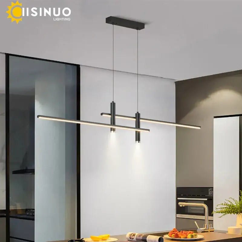 Modern minimalist black and gold adjustable led pendant light with sleek linear design for dining room decorbites pendant light