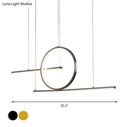 Modern minimalist decorbites™ pendant lighting with dual lines in black gold metal for 220v-240v 110v-120v use