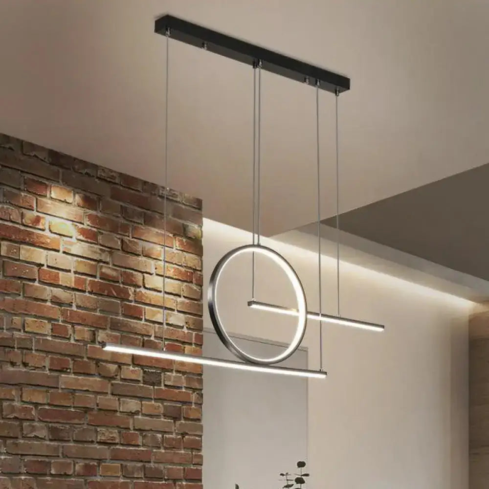 Modern black gold metal pendant lighting with dual lines and three sleek led fixtures for 220v-240v 110v-120v use