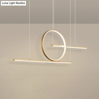 Modern minimalist black gold metal pendant light with dual lines and warm white led illumination 220v-240v 110v-120v