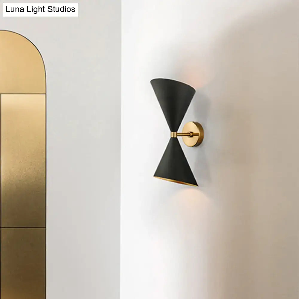 Black and gold dual-cone modern minimalist wall light fixture for bedroom with sleek design wall sconce