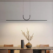 Modern minimalist black led ceiling chandelier with sleek u-shaped linear pendant for kitchen island decorbites black led