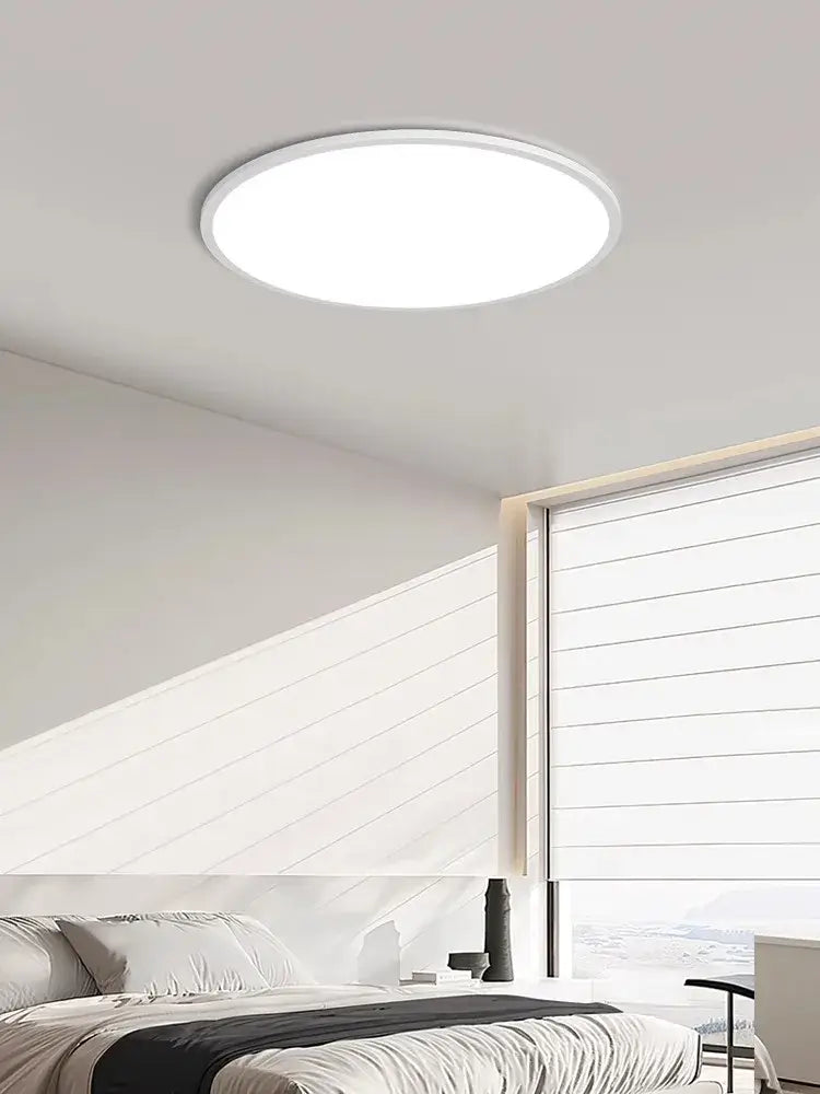 Modern minimalist black led ceiling lamp with circular white light design for living room decorbites led ceiling use