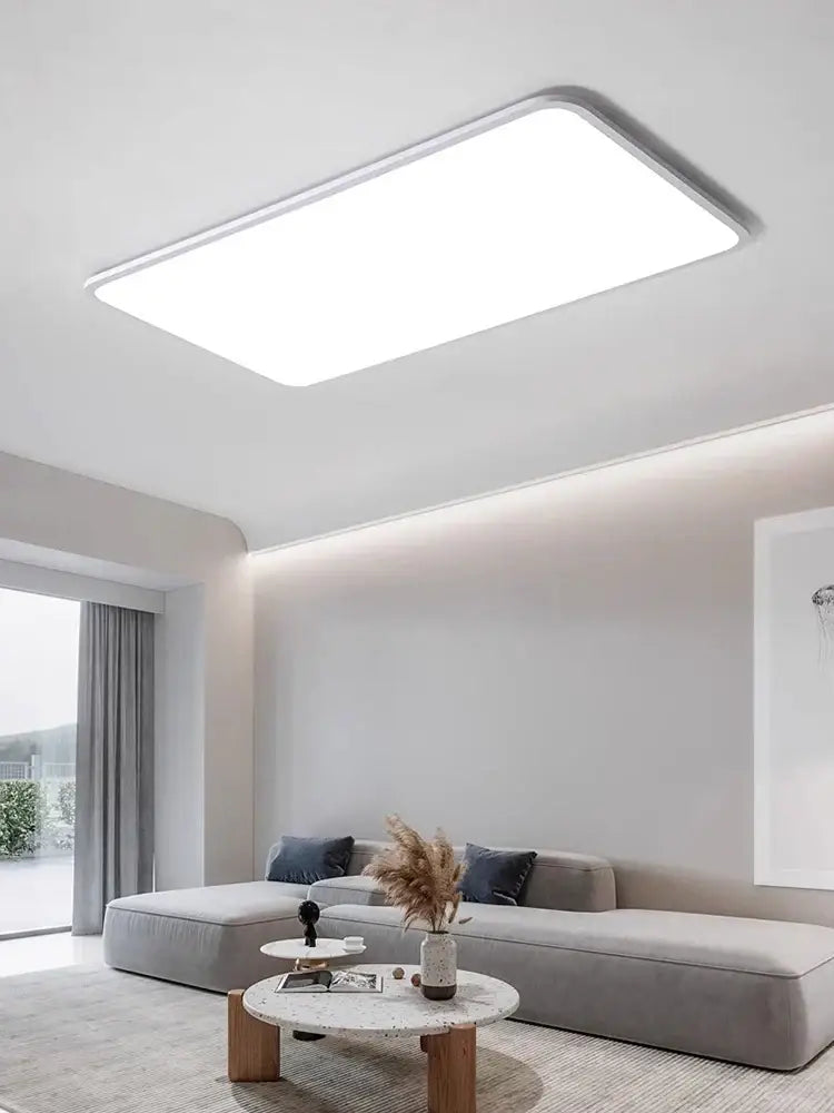 Modern minimalist black led ceiling lamp with sleek white frame and diffused bright illumination for living room decorbites ceiling lamp