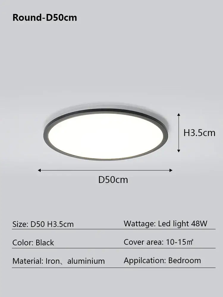 Black round led ceiling lamp with a sleek iron and aluminum frame designed for bedroom use modern decorbites led ceiling