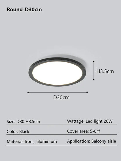 Modern minimalist black led ceiling lamp with sleek iron and aluminum frame ideal for balcony aisles decorbites led ceiling