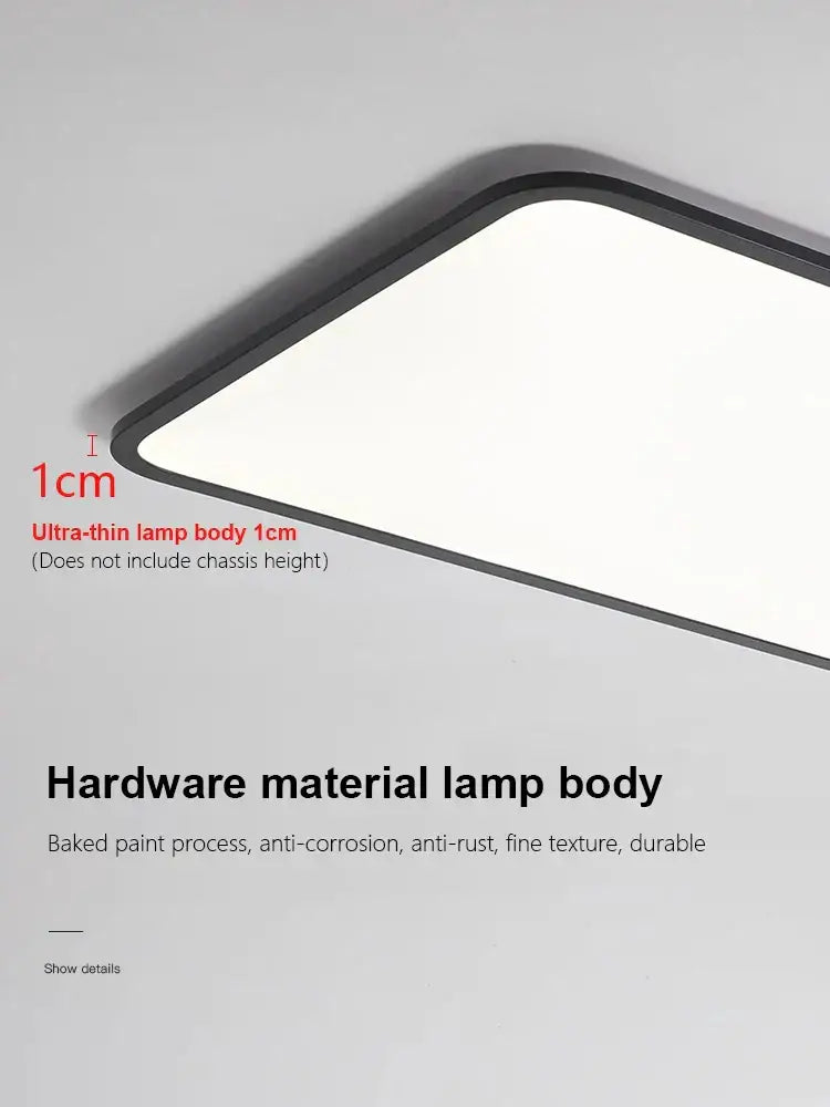 A sleek ultra-thin black modern minimalist led ceiling lamp with a rectangular design for living room decorbites led ceiling