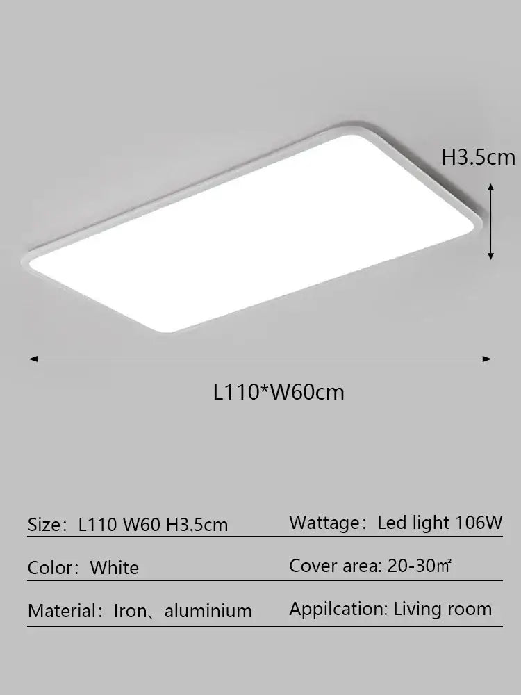 Modern minimalist black led ceiling lamp with white rectangular light and iron aluminum frame for living room decorbites led ceiling