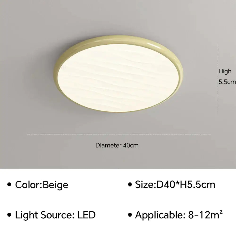 Beige circular decorbites led ceiling light with smooth textured surface and rounded edges for bedroom use