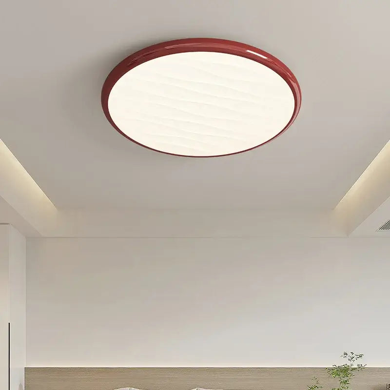 Modern minimalist black led ceiling light with glossy red frame and diffused white center by decorbites led ceiling light
