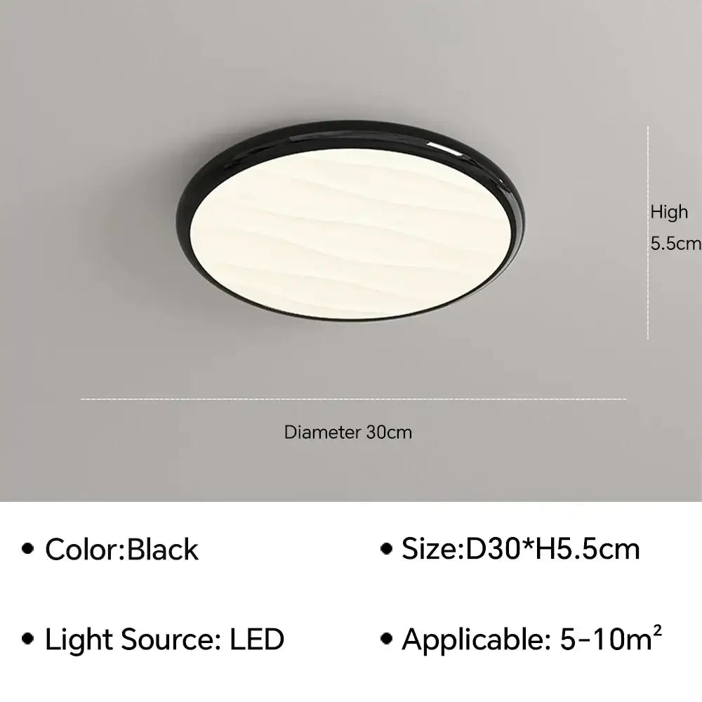 Modern minimalist black decorbites led ceiling light with sleek design 30cm diameter for bedroom use with remote