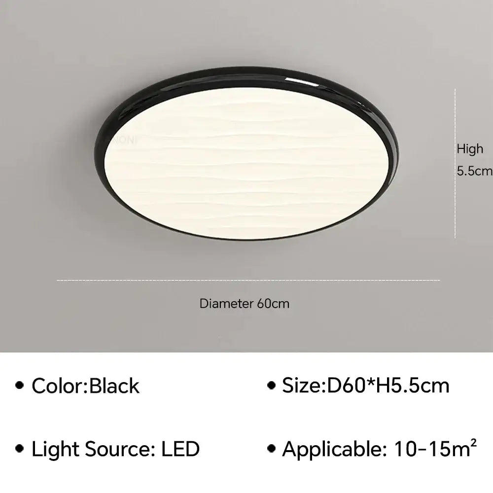 Modern minimalist black oval decorbites led ceiling light with sleek textured surface for bedroom use with remote