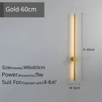 Modern minimalist gold wall lamp with sleek vertical bar and circular base for decorbites led strip wall lighting