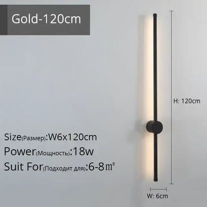 A sleek gold wall lamp with a slim vertical design and circular base for decorbites led strip wall lighting