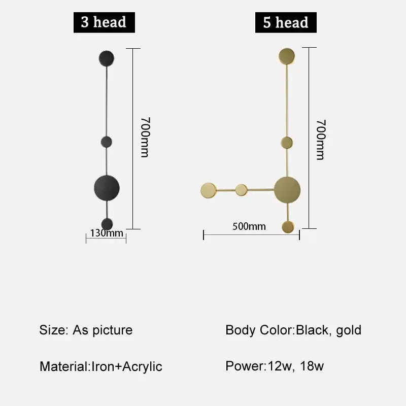Modern minimalist black led wall lamp with sleek iron and acrylic finish for living room geometric wall sconce