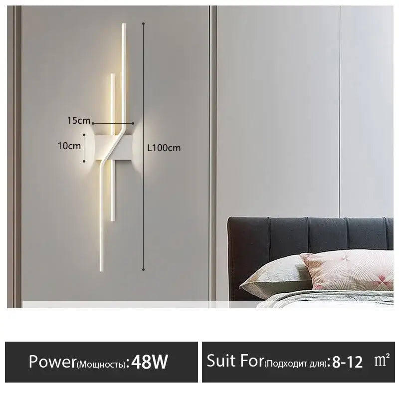 Modern minimalist black led wall lamp strip with sleek vertical bars and minimalist design for living room use