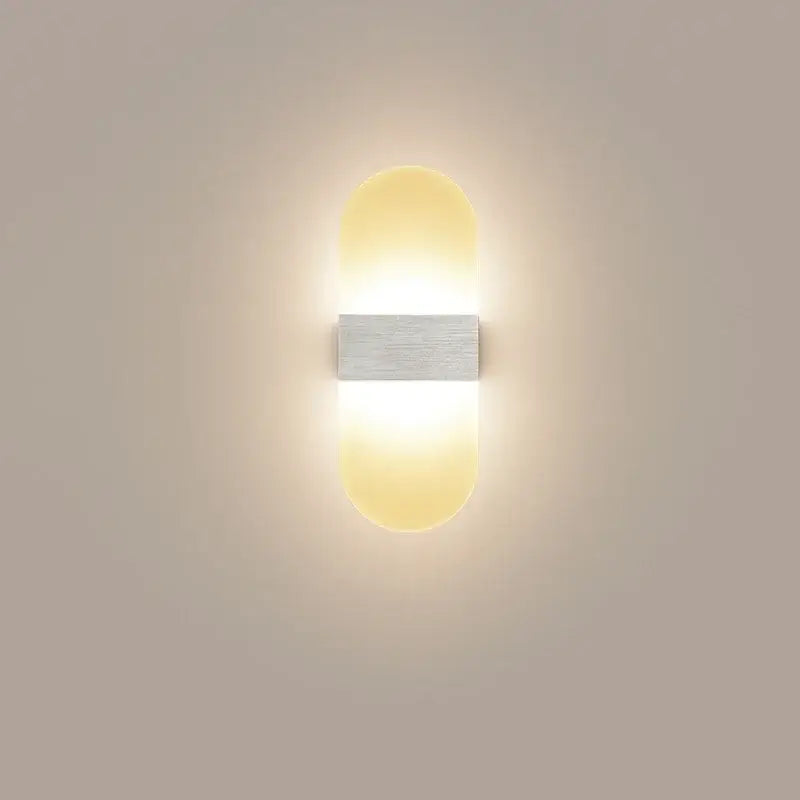 Modern minimalist black led wall light with brushed metallic base and two warm frosted glass diffusers for bedroom decorbites led wall