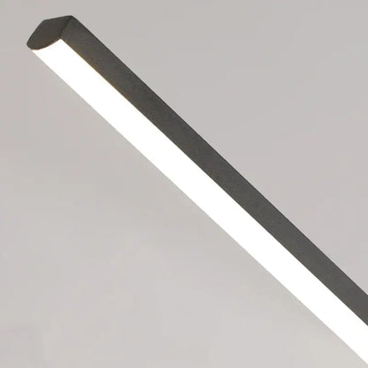 Modern minimalist black linear pendant light with sleek led strip design ideal for dining room lighting