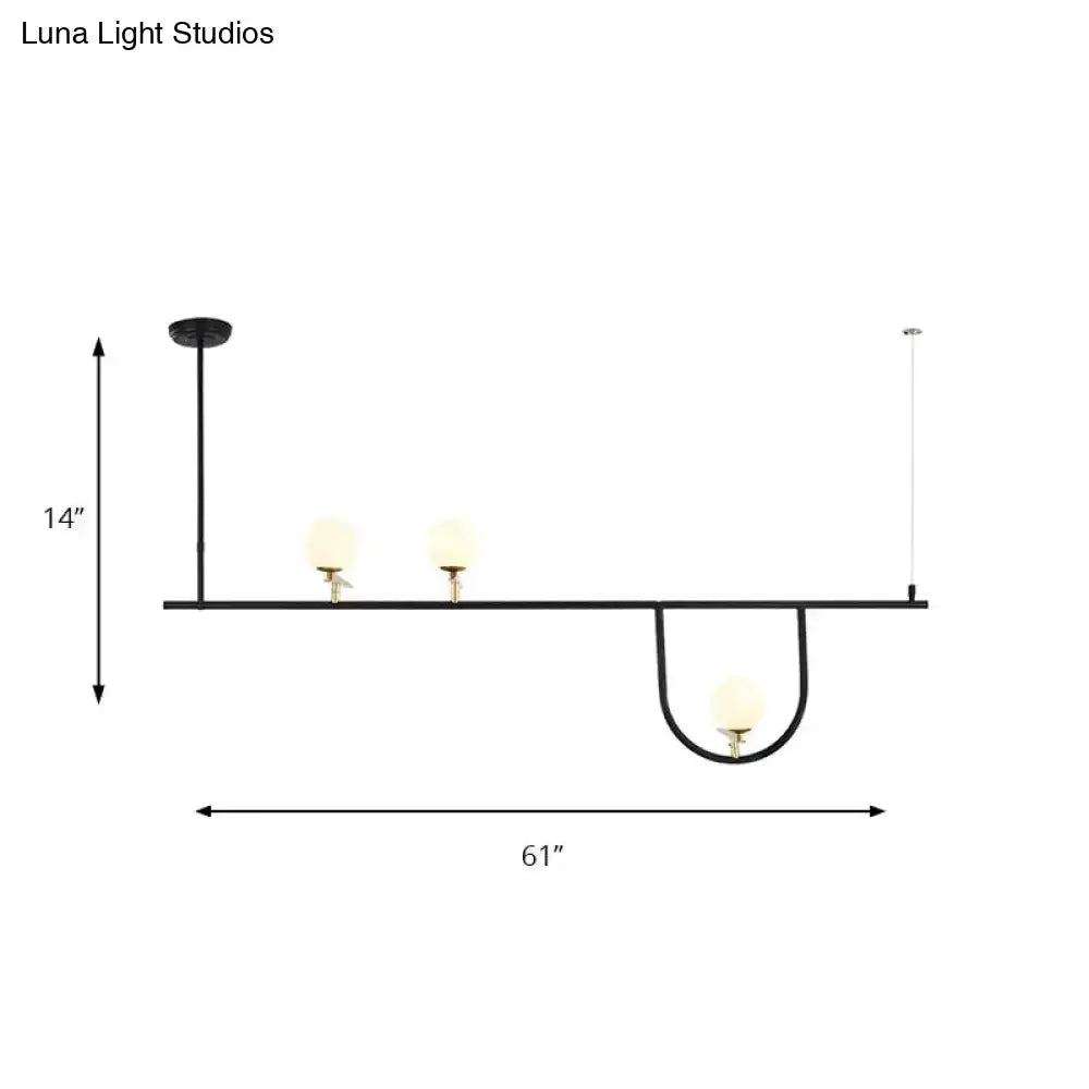 DecorBites black metal ceiling light with three frosted glass globes fixture height ideal for dining room illumination