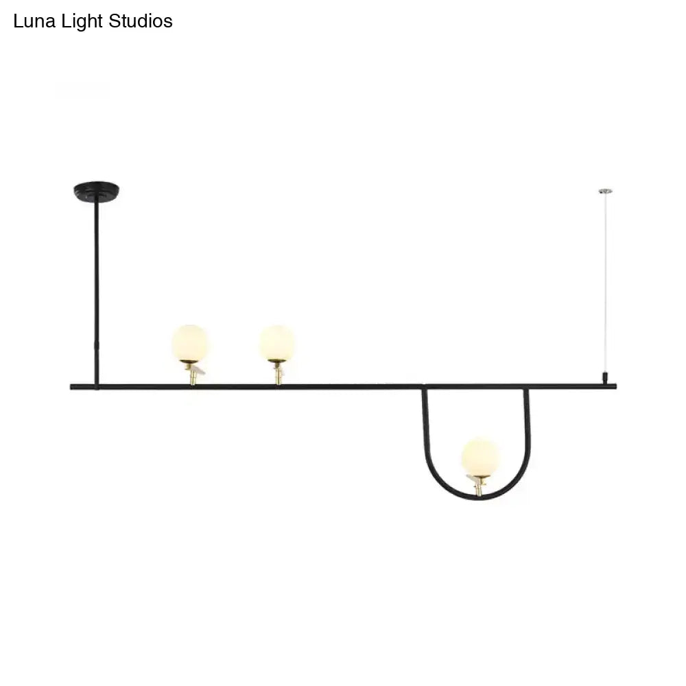 Decorbites black metal triple-light globe chandelier with frosted glass bulbs ceiling light for dining room fixture height adjustable