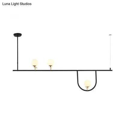 Decorbites black metal triple-light globe chandelier with frosted glass bulbs ceiling light for dining room fixture height adjustable